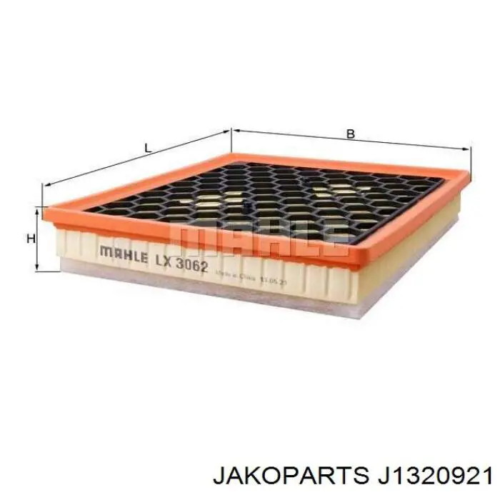 Do koszyka J1320921 Jakoparts Filtr powietrza