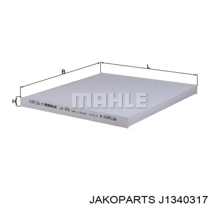 J1340317 Jakoparts Filtr kabiny
