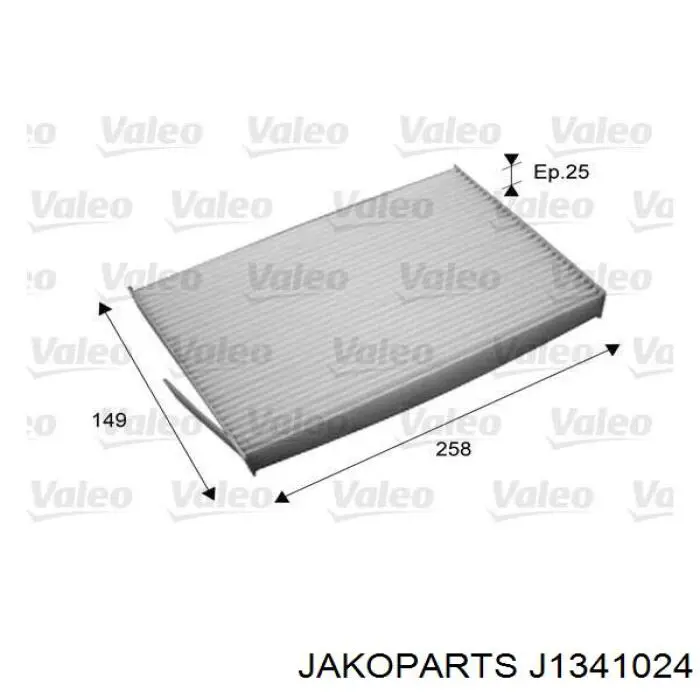 Do koszyka J1341024 Jakoparts Filtr kabiny