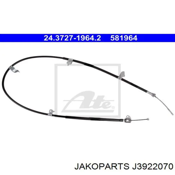 J3922070 Jakoparts linka hamulca ręcznego tylna lewa
