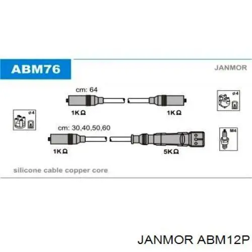 ABM12P Janmor Zestaw przewodów wysokiego napięcia