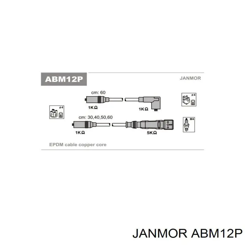 Zestaw przewodów wysokiego napięcia Janmor ABM12P cena, od 25,99 USD