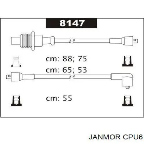 CPU6 Janmor Zestaw przewodów wysokiego napięcia