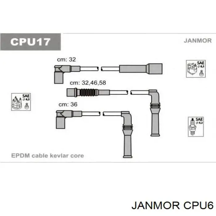 Zestaw przewodów wysokiego napięcia Janmor CPU6 cena, od 18,49 USD