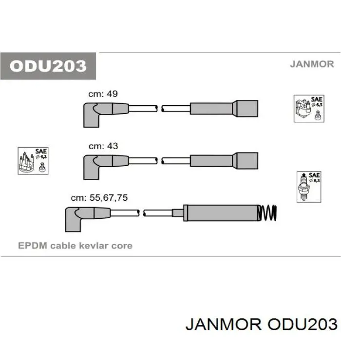 ODU203 Janmor Zestaw przewodów wysokiego napięcia