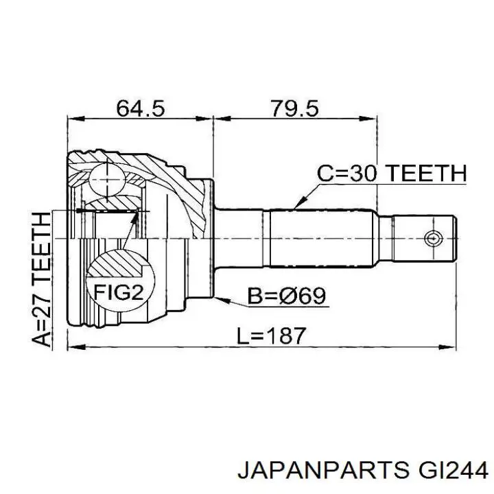 GI244 Japan Parts Przegub homokinetyczny przedni zewnętrzny