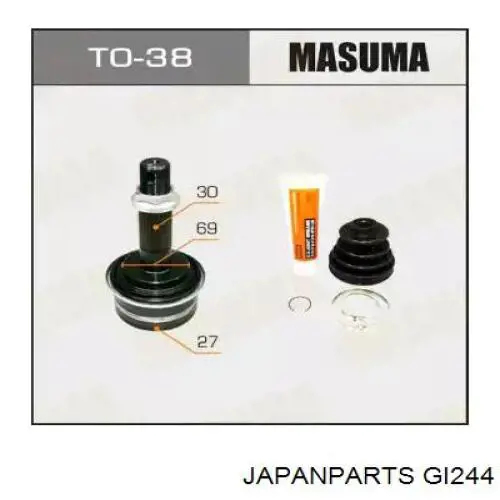 Do koszyka GI244 Japan Parts Przegub homokinetyczny przedni zewnętrzny