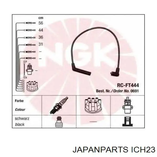 Do koszyka ICH23 Japan Parts Zestaw przewodów wysokiego napięcia
