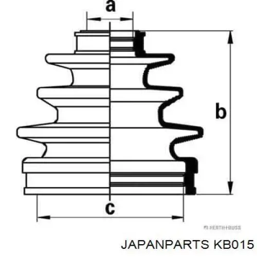 Osłona przegubu homokinetycznego półosi przedniej zewnętrzna Japan Parts KB015 cena, od 12,53 USD