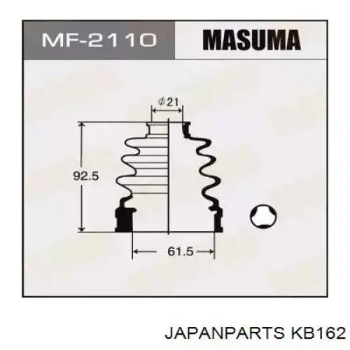 Osłona przegubu homokinetycznego półosi przedniej wewnętrzna Japan Parts KB162 cena, od 10,81 USD