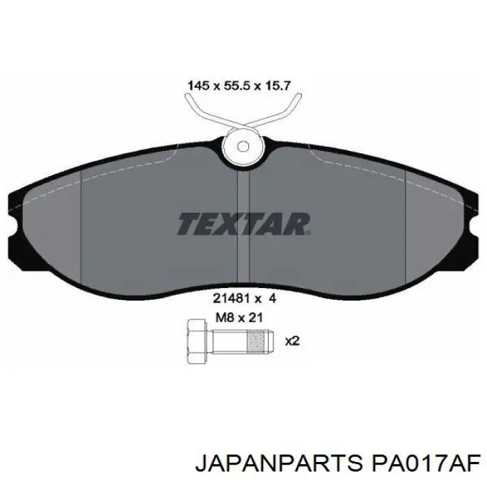 Do koszyka PA017AF Japan Parts Klocki hamulcowe przednie tarczowe