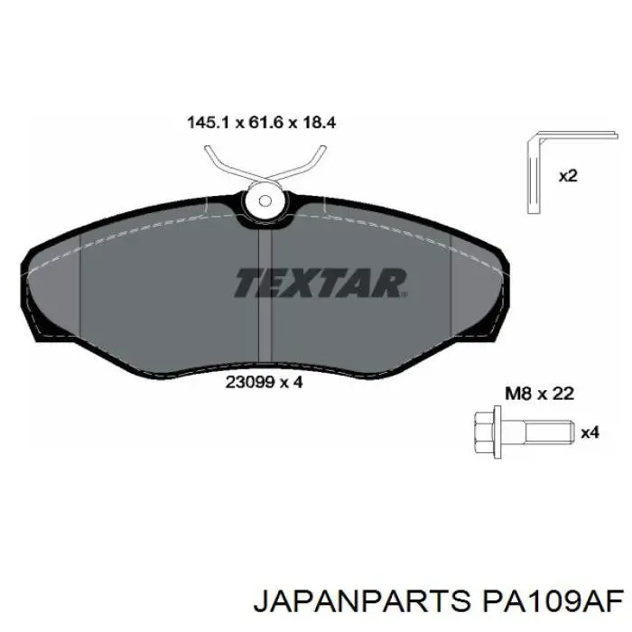Do koszyka PA109AF Japan Parts Klocki hamulcowe przednie tarczowe