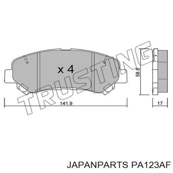 Do koszyka PA123AF Japan Parts Klocki hamulcowe przednie tarczowe