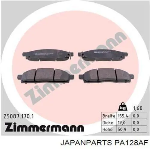 Klocki hamulcowe przednie tarczowe Japan Parts PA128AF cena, od 29,48 USD