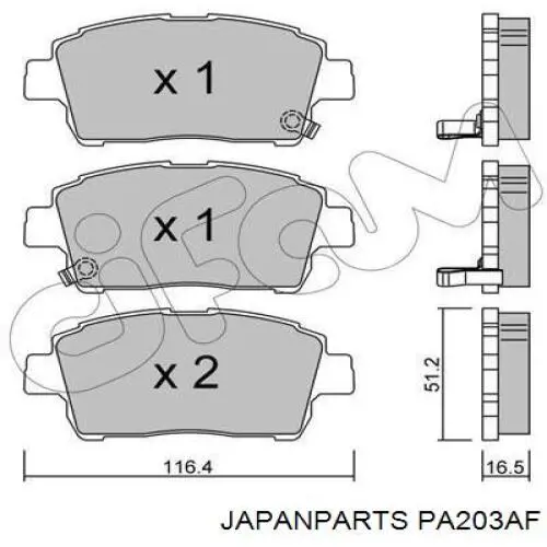 Do koszyka PA203AF Japan Parts Klocki hamulcowe przednie tarczowe