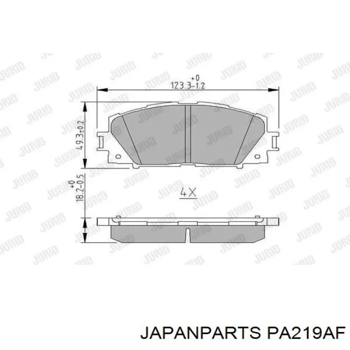 Klocki hamulcowe przednie tarczowe Japan Parts PA219AF cena, od 25,45 USD