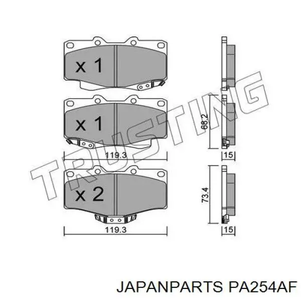 Do koszyka PA254AF Japan Parts Klocki hamulcowe przednie tarczowe