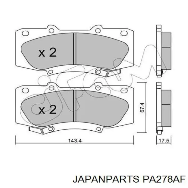 Do koszyka PA278AF Japan Parts Klocki hamulcowe przednie tarczowe
