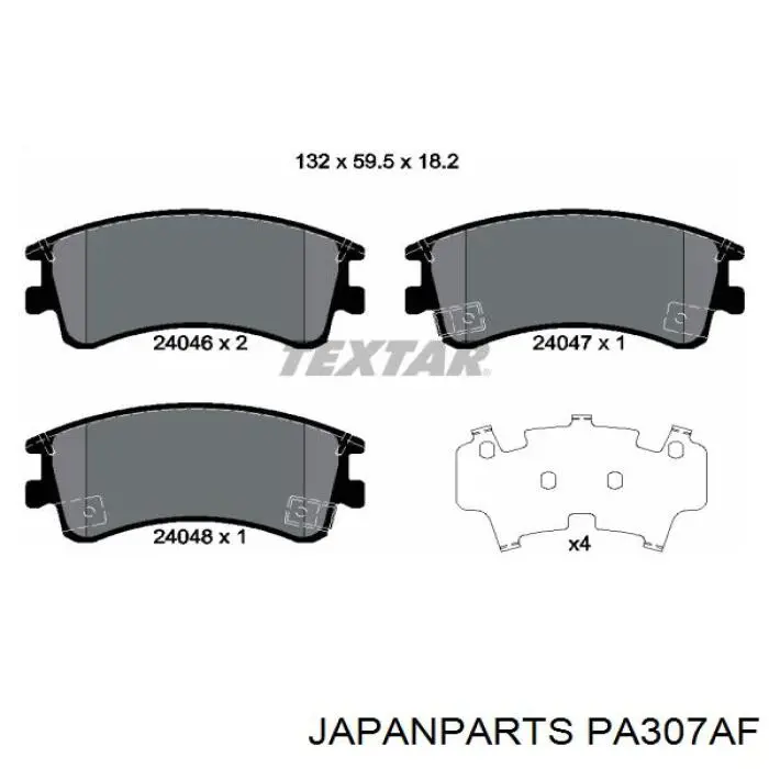 Do koszyka PA307AF Japan Parts Klocki hamulcowe przednie tarczowe