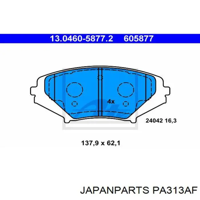 Do koszyka PA313AF Japan Parts Klocki hamulcowe przednie tarczowe