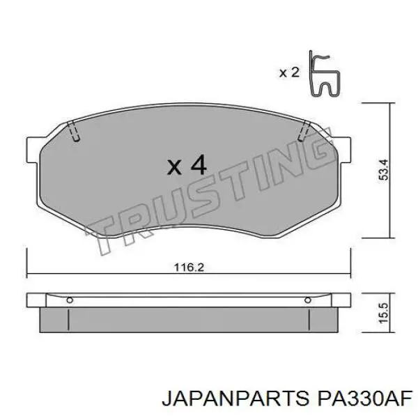 Klocki hamulcowe przednie tarczowe Japan Parts PA330AF cena, od 39,67 USD