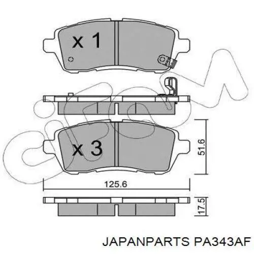 Do koszyka PA343AF Japan Parts Klocki hamulcowe przednie tarczowe