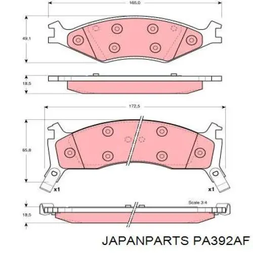 Do koszyka PA392AF Japan Parts Klocki hamulcowe przednie tarczowe