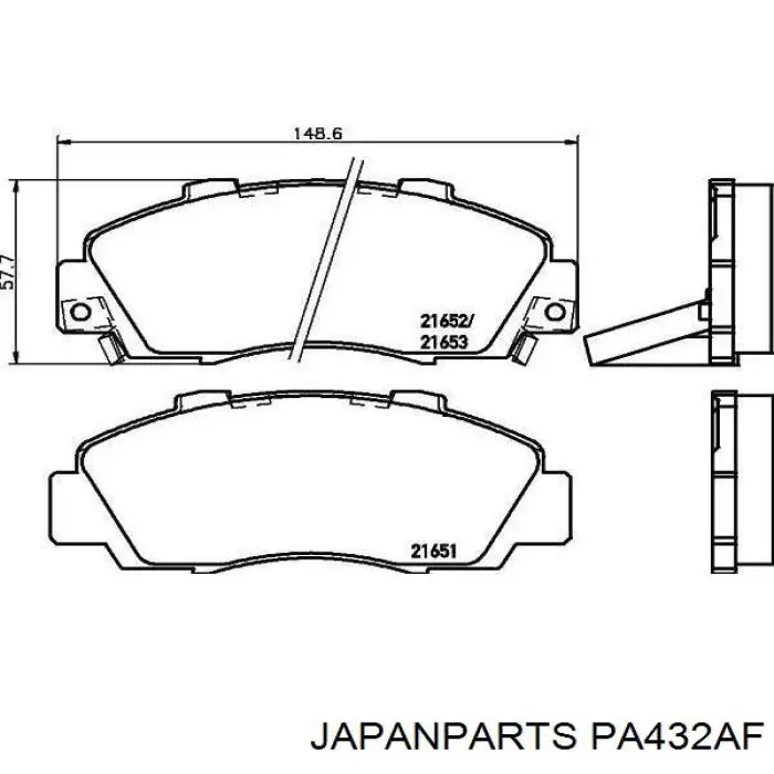 Do koszyka PA432AF Japan Parts Klocki hamulcowe przednie tarczowe