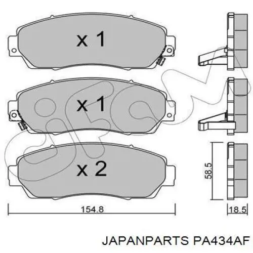 Klocki hamulcowe przednie tarczowe Japan Parts PA434AF cena, od 25,78 USD