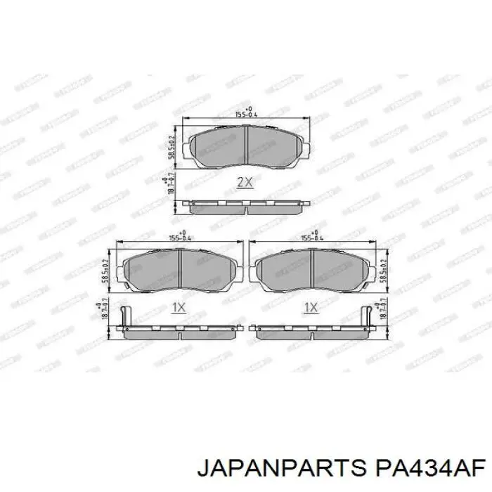 Do koszyka PA434AF Japan Parts Klocki hamulcowe przednie tarczowe
