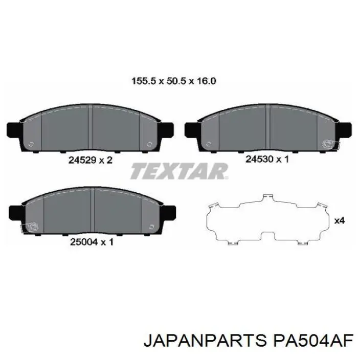 Klocki hamulcowe przednie tarczowe Japan Parts PA504AF cena, od 27,38 USD