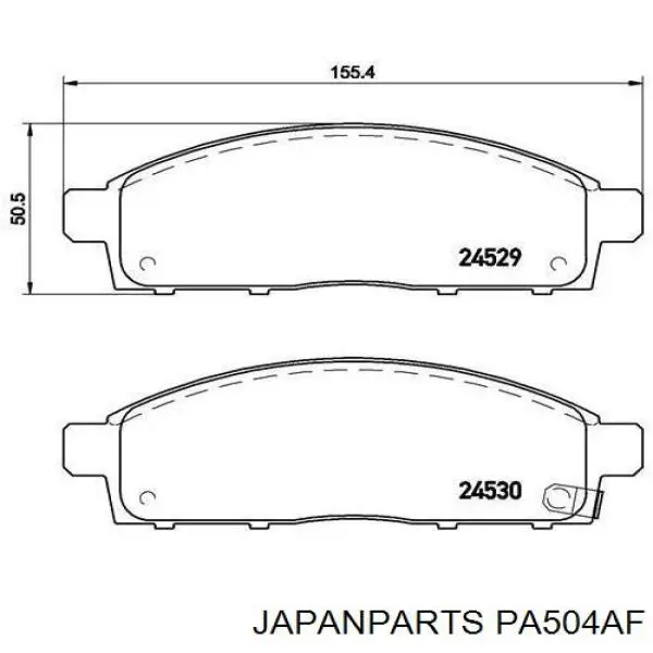 Do koszyka PA504AF Japan Parts Klocki hamulcowe przednie tarczowe
