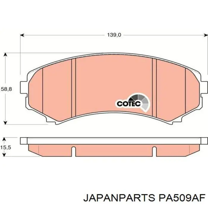 Klocki hamulcowe przednie tarczowe Japan Parts PA509AF cena, od 89,28 zł
