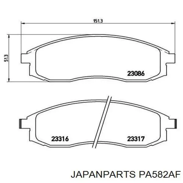 Do koszyka PA582AF Japan Parts Klocki hamulcowe przednie tarczowe
