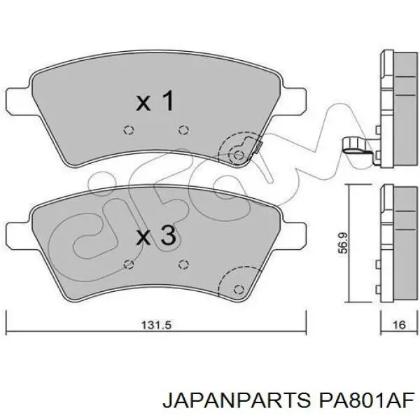 Do koszyka PA801AF Japan Parts Klocki hamulcowe przednie tarczowe