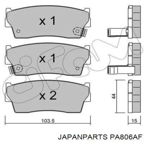 Klocki hamulcowe przednie tarczowe Japan Parts PA806AF cena, od 25,99 USD