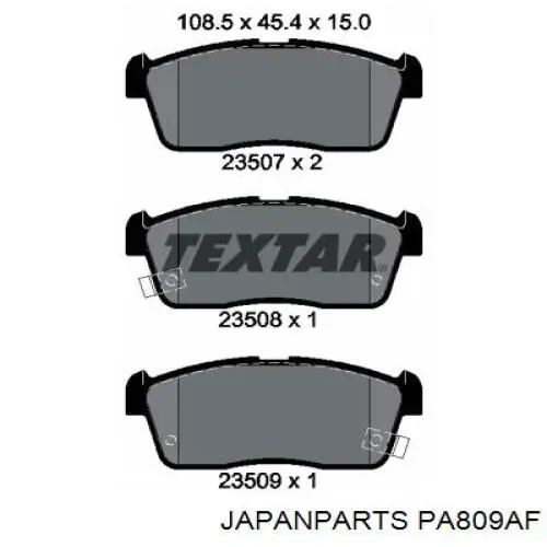 Do koszyka PA809AF Japan Parts Klocki hamulcowe przednie tarczowe