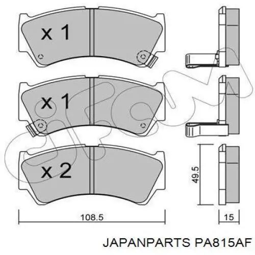 Do koszyka PA815AF Japan Parts Klocki hamulcowe przednie tarczowe