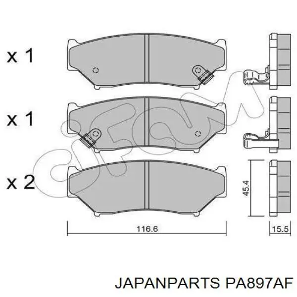 Klocki hamulcowe przednie tarczowe Japan Parts PA897AF cena, od 16,33 USD