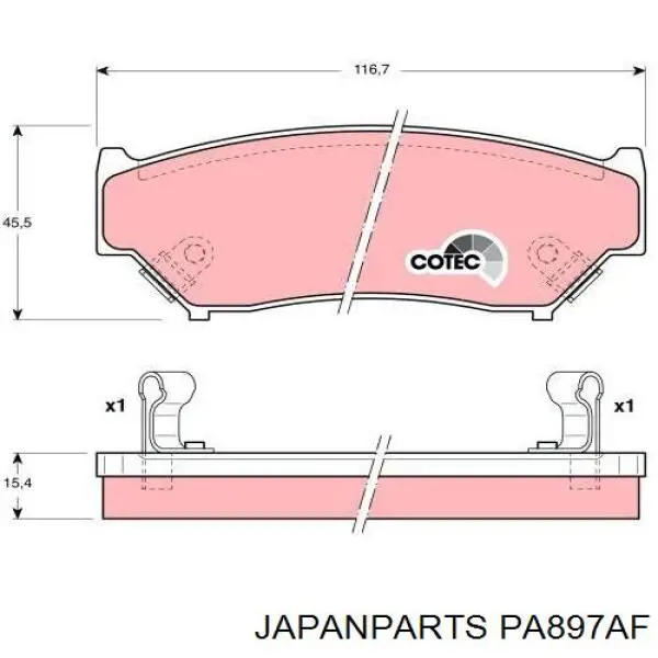 Do koszyka PA897AF Japan Parts Klocki hamulcowe przednie tarczowe