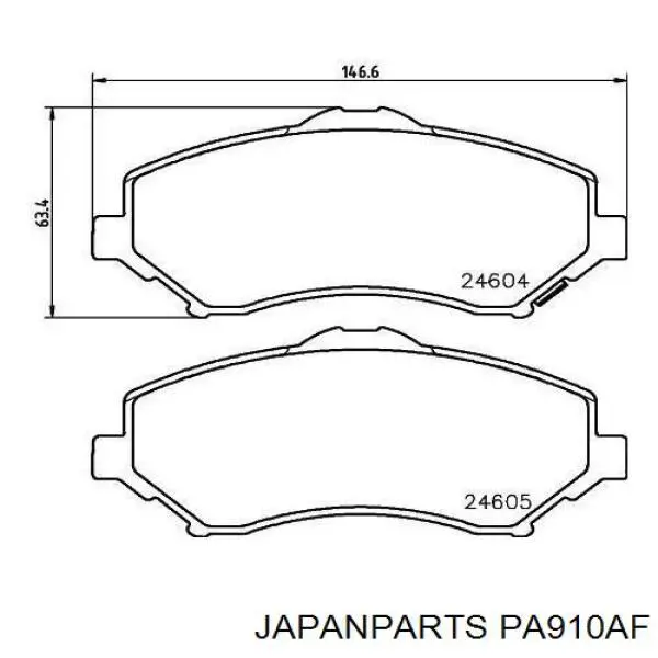 Klocki hamulcowe przednie tarczowe Japan Parts PA910AF cena, od 29,00 USD