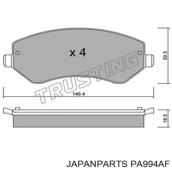 Do koszyka PA994AF Japan Parts Klocki hamulcowe przednie tarczowe