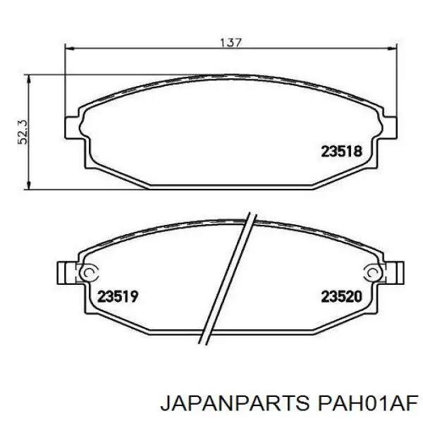 Klocki hamulcowe przednie tarczowe Japan Parts PAH01AF cena, od 31,69 USD