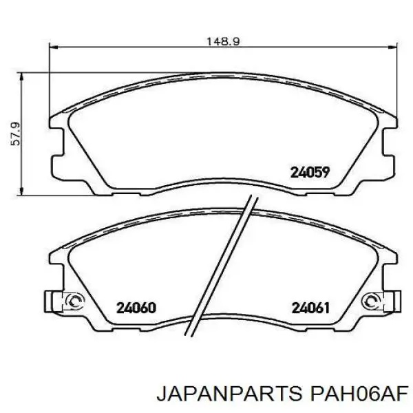 Klocki hamulcowe przednie tarczowe Japan Parts PAH06AF cena, od 31,28 USD