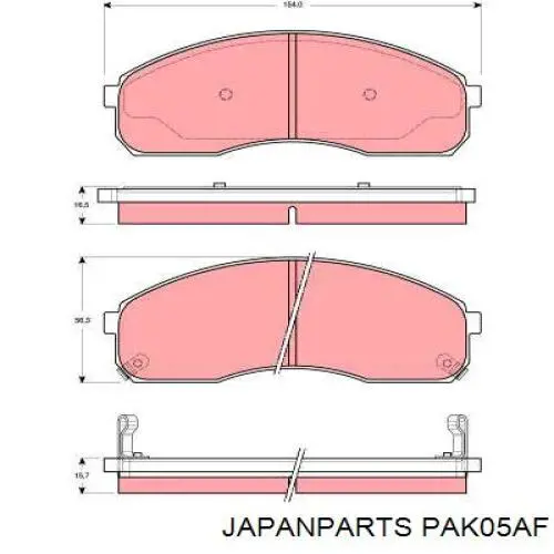 Do koszyka PAK05AF Japan Parts Klocki hamulcowe przednie tarczowe