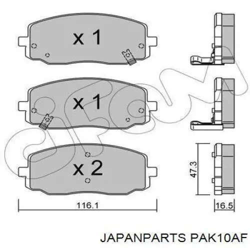Do koszyka PAK10AF Japan Parts Klocki hamulcowe przednie tarczowe