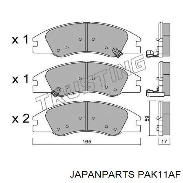 Klocki hamulcowe przednie tarczowe Japan Parts PAK11AF cena, od 23,49 USD