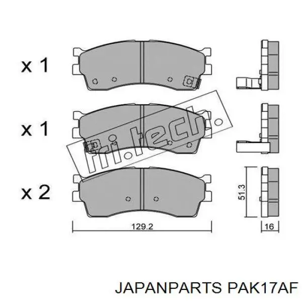 Klocki hamulcowe przednie tarczowe Japan Parts PAK17AF cena, od 16,98 USD