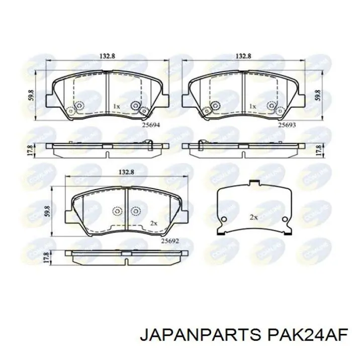 Klocki hamulcowe przednie tarczowe Japan Parts PAK24AF cena, od 15,01 USD