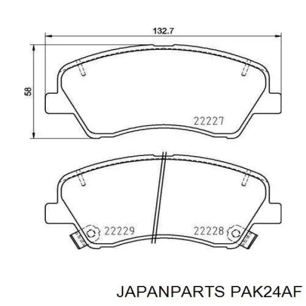 Do koszyka PAK24AF Japan Parts Klocki hamulcowe przednie tarczowe
